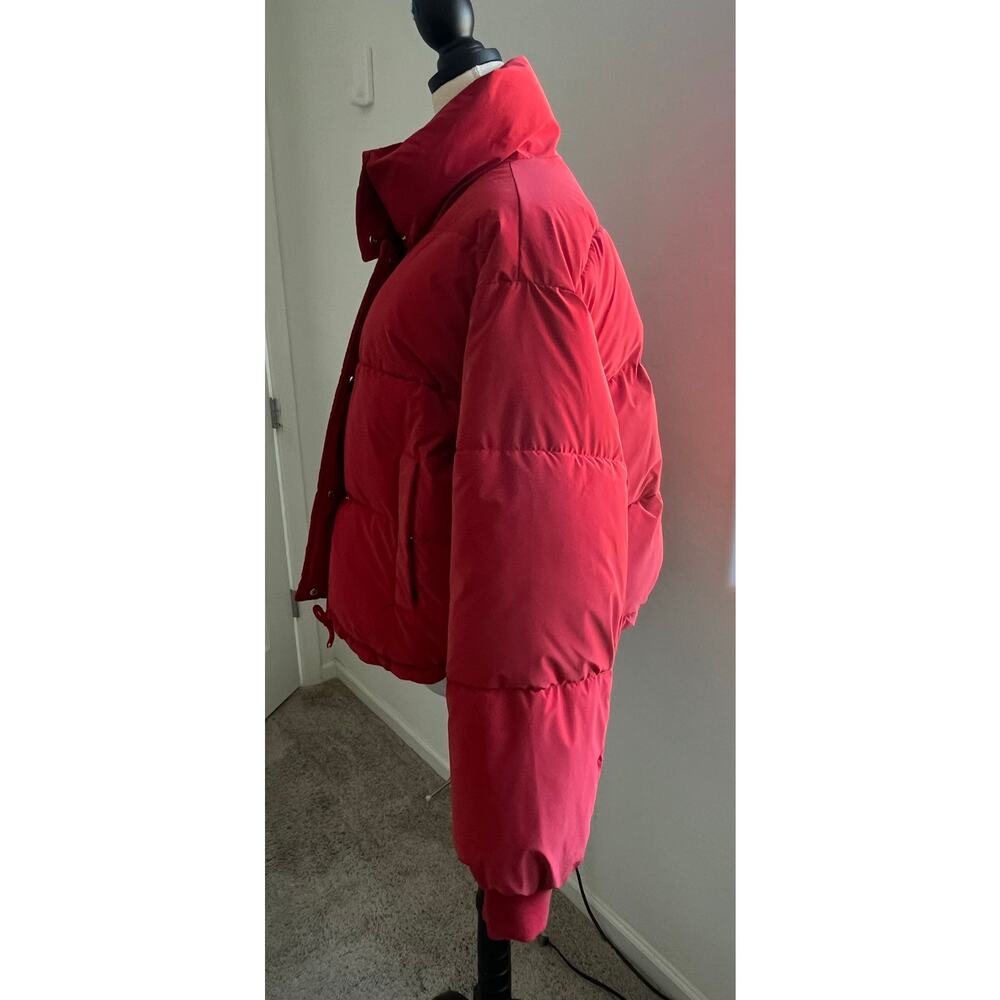 NWT GB Red Puffer Zip Front High Neckline Functional Pockets Cropped Jacket XL - Picture 5 of 13